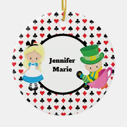 Alice im Wunderland Mad Hatter Card Deck Custom Keramik Ornament (Vorne)
