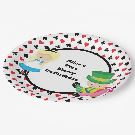 Alice im Wunderland Mad Hatter Card Deck Party Pappteller (Schrägansicht)