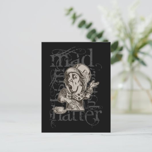 Alice im Wunderland Mad Hatter Grunge (Single) Postkarte (Stehend Vorderseite)