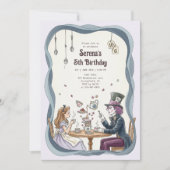 Alice im Wunderland Mad Hatter Tea Geburtstag Einladung (Vorderseite)