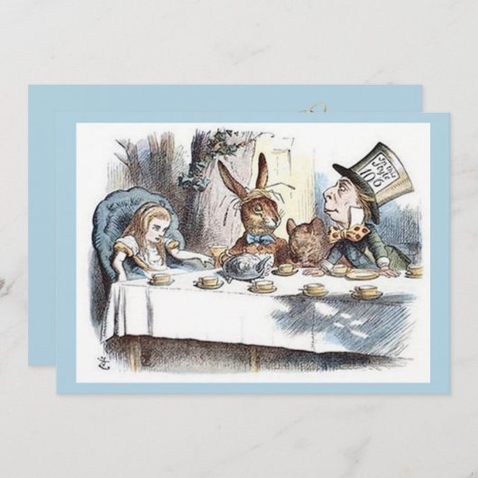 Alice im Wunderland, Mad Hatter Tee Party Einladung (Vorne/Hinten)
