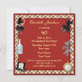 Alice im Wunderland Mad Hatter Tee Party lädt ein Einladung (Rückseite)