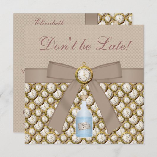 Alice im Wunderland Mad Hatter Tee Party lädt ein Einladung (Vorne/Hinten)