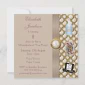 Alice im Wunderland Mad Hatter Tee Party lädt ein Einladung (Rückseite)