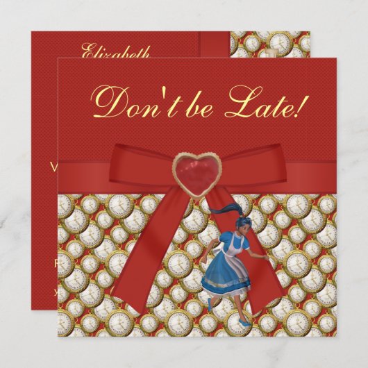 Alice im Wunderland Mad Hatter Tee Party lädt ein Einladung (Vorne/Hinten)