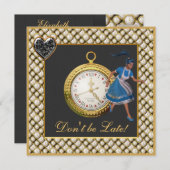 Alice im Wunderland Mad Hatter Tee Party lädt ein Einladung (Vorne/Hinten)