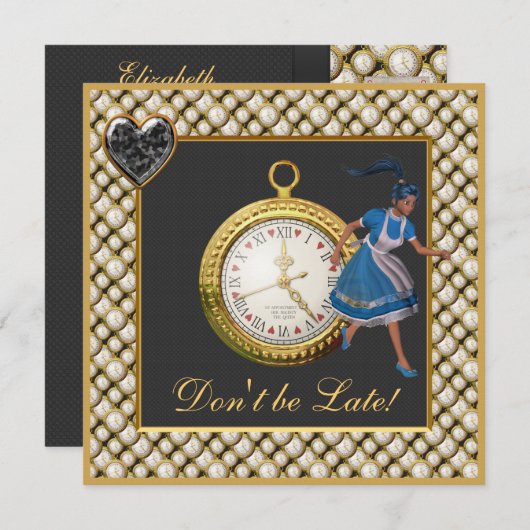 Alice im Wunderland Mad Hatter Tee Party lädt ein Einladung (Vorne/Hinten)