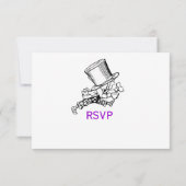 Alice im Wunderland Mad Hatter Wedding RSVP Lila (Rückseite)