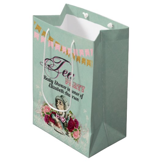 Alice im Wunderland Mad Hatters Tee Party Custom Mittlere Geschenktüte (Vorderseite Schrägansicht)