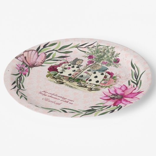 Alice im Wunderland Mad Hatters Tee Party Custom Pappteller (Schrägansicht)