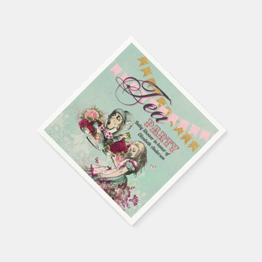 Alice im Wunderland Mad Hatters Tee Party Custom Serviette (Ecke)