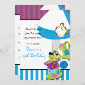 Alice im Wunderland MAD TEA PARTY Geburtstag Einladung (Vorne/Hinten)