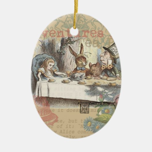 Alice im Wunderland Mad Tea Party Keramikornament (Vorne)