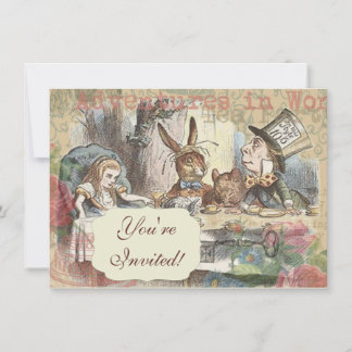 Alice im Wunderland Mad Tea Party Kunst Einladung