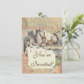 Alice im Wunderland Mad Tea Party Kunst Einladung (Stehend Vorderseite)