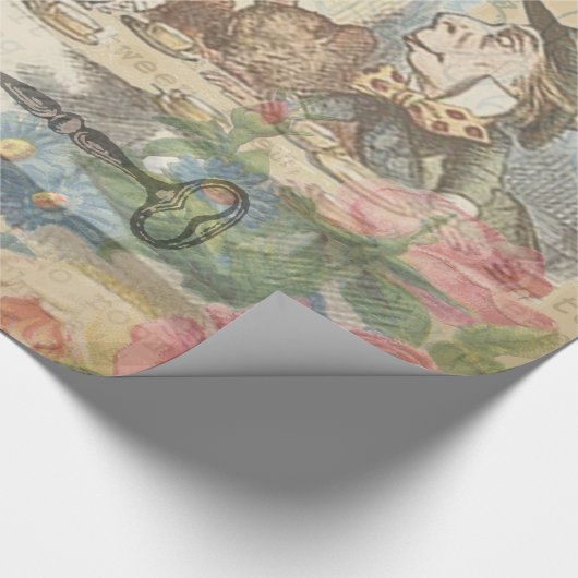 Alice im Wunderland Mad Tea Party Kunst Geschenkpapier (Ecke)