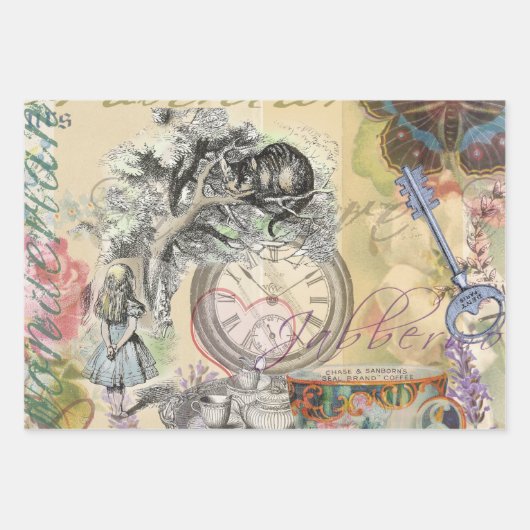 Alice im Wunderland Mad Tea Party Kunst Geschenkpapier Set (Vorderseite 3)