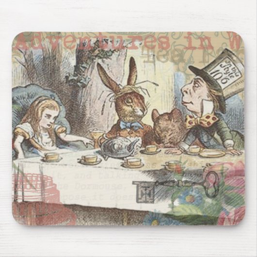 Alice im Wunderland Mad Tea Party Kunst Mousepad (Vorne)
