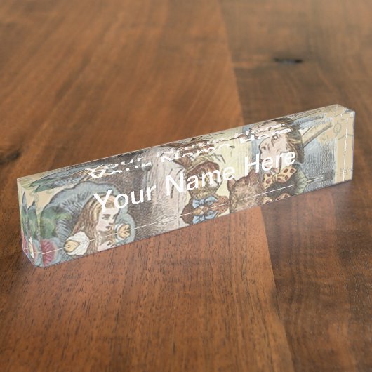 Alice im Wunderland Mad Tea Party Kunst Namensplakette (Seite)