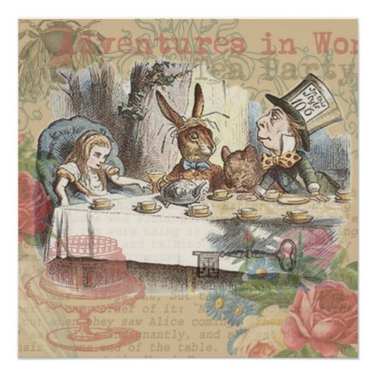 Alice im Wunderland Mad Tea Party Kunst Poster (Vorderseite)