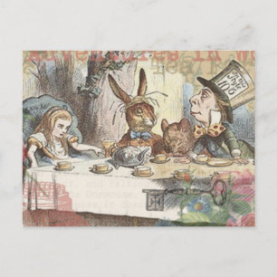 Alice im Wunderland Mad Tea Party Kunst Postkarte
