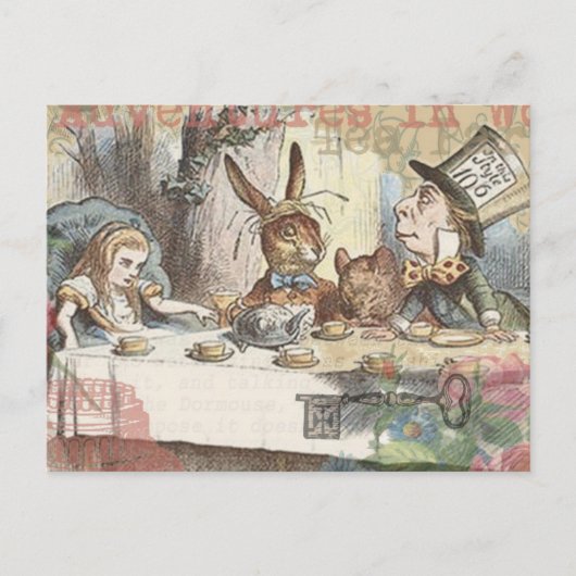 Alice im Wunderland Mad Tea Party Kunst Postkarte (Vorderseite)