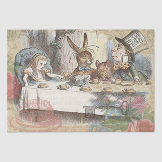 Alice im Wunderland Mad Tea Party Kunst Seidenpapier (Vorderseite)
