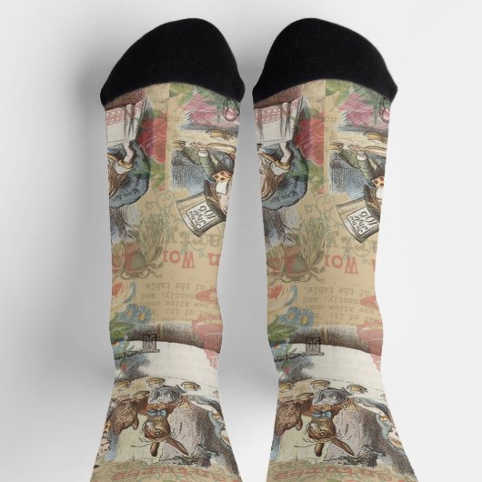 Alice im Wunderland Mad Tea Party Kunst Socken (Oben)