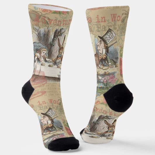 Alice im Wunderland Mad Tea Party Kunst Socken (Gewinkelt)