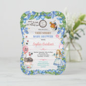 Alice im Wunderland Mädchendusche Einladung (Stehend Vorderseite)