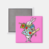 Alice im Wunderland Magnet Rabbit Hearts Red (Vorderseite/Rückseite)