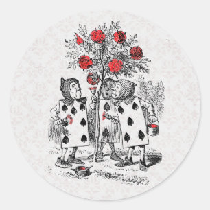 Alice im Wunderland malt die Rosen rot Sticker