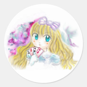 Alice im Wunderland Manga Anime Version Kawaii Runder Aufkleber