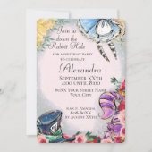 Alice im Wunderland Märchen Thema Einladung (Vorderseite)