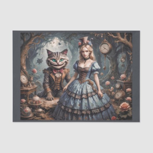 Alice im Wunderland mit Cheshire-Katze Seidenpapier (Vorderseite)