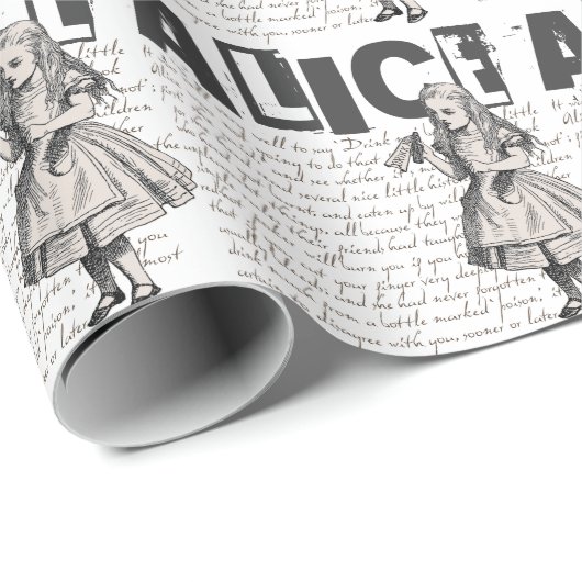 Alice im Wunderland mit Drink-Me-Flasche Grunge Geschenkpapier (Rolleneckpunkt)