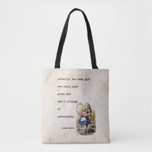Alice im Wunderland mit Flamingo-Abenteuer-Zitat Tasche