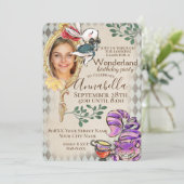 Alice im Wunderland mit Foto Theme Party Einladung (Stehend Vorderseite)