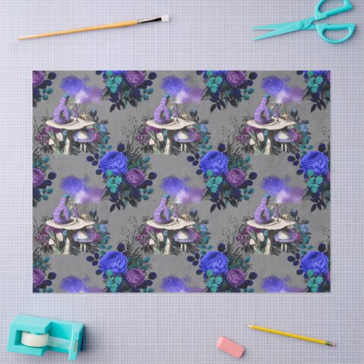 Alice im Wunderland mit Raupe Decoupage Seidenpapier (Basteln)