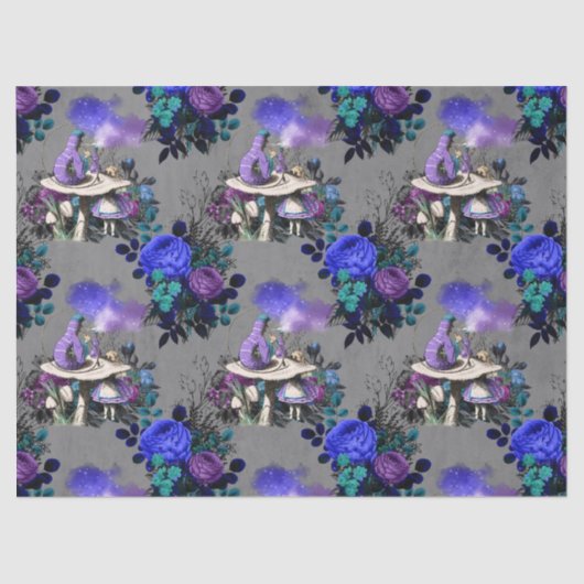 Alice im Wunderland mit Raupe Decoupage Seidenpapier (Vorderseite)