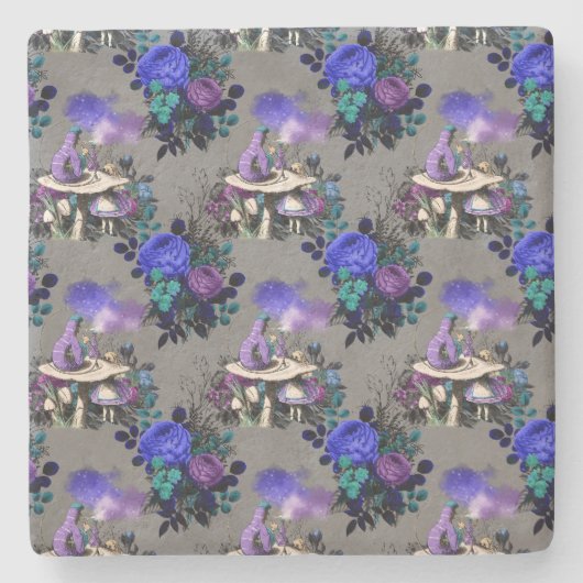 Alice im Wunderland mit Raupe Steinuntersetzer (Vorderseite)