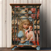 Alice im Wunderland mit rosa Flamingo Seidenpapier