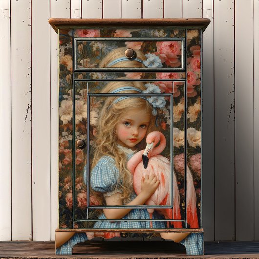 Alice im Wunderland mit rosa Flamingo Seidenpapier