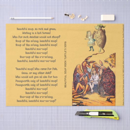 Alice im Wunderland Mock Turtle Soup Song Seidenpapier (Handwerk)