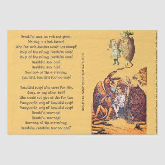 Alice im Wunderland Mock Turtle Soup Song Seidenpapier (Vorderseite)