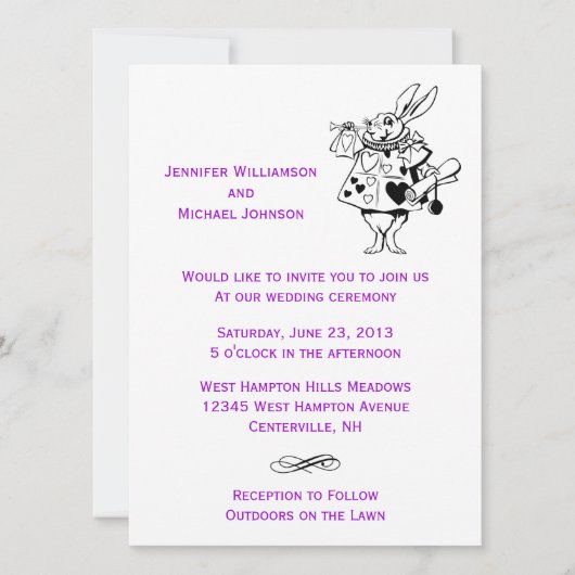 Alice im Wunderland Moderne Hochzeit Einladung (Vorderseite)