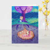 Alice im Wunderland-Mondschein Karte (Gelbe Blume)