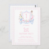 Alice im Wunderland Monogramm Wappen Party Postkarte (Vorne/Hinten)