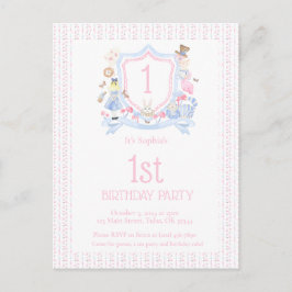 Alice im Wunderland Monogramm Wappen Party Postkarte