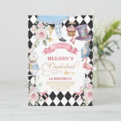 Alice im Wunderland Muster 1. Einladung (Stehend Vorderseite)